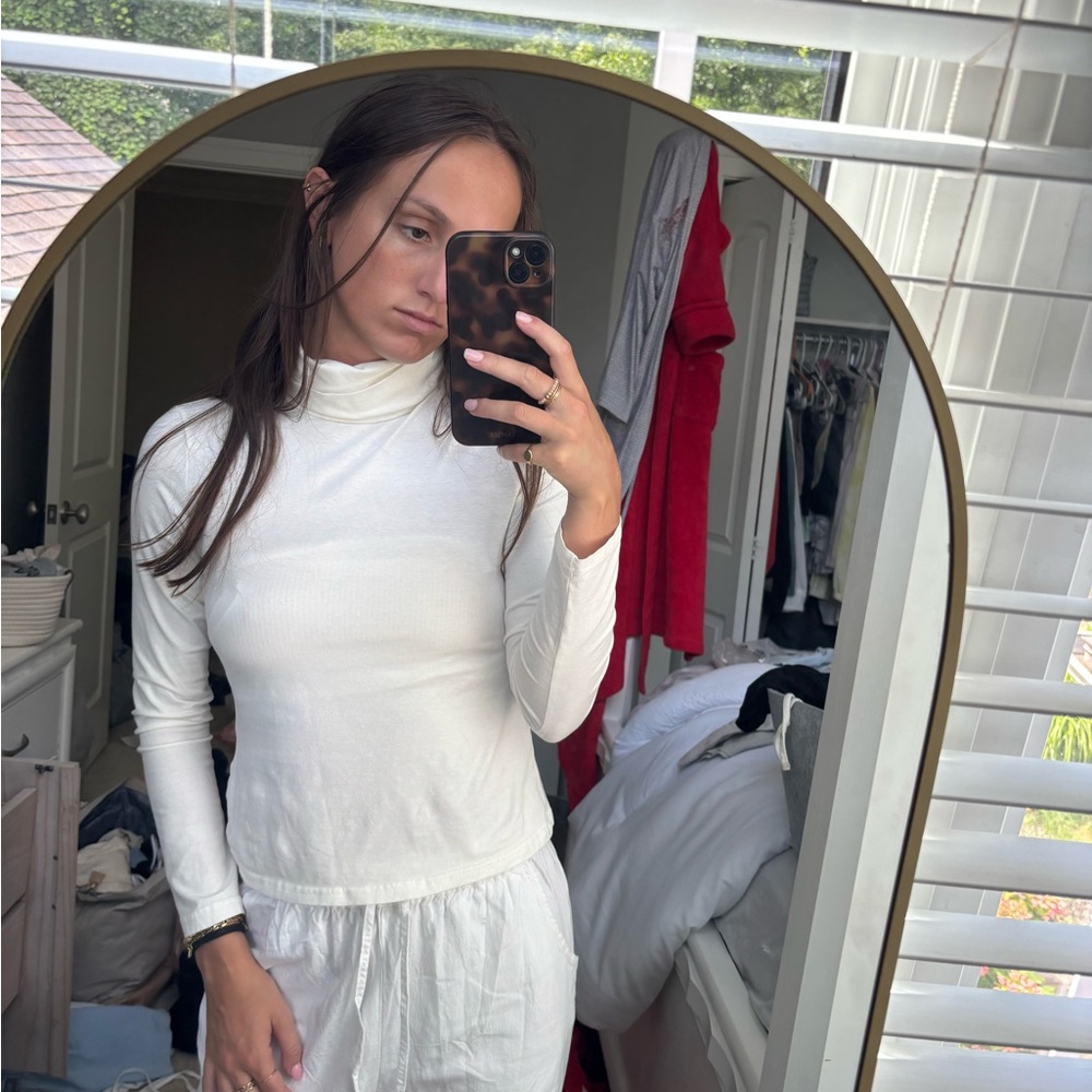 White Turtleneck Long Sleeve Top